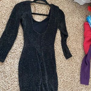 Body Central Bodycon Black Sparkle Size S